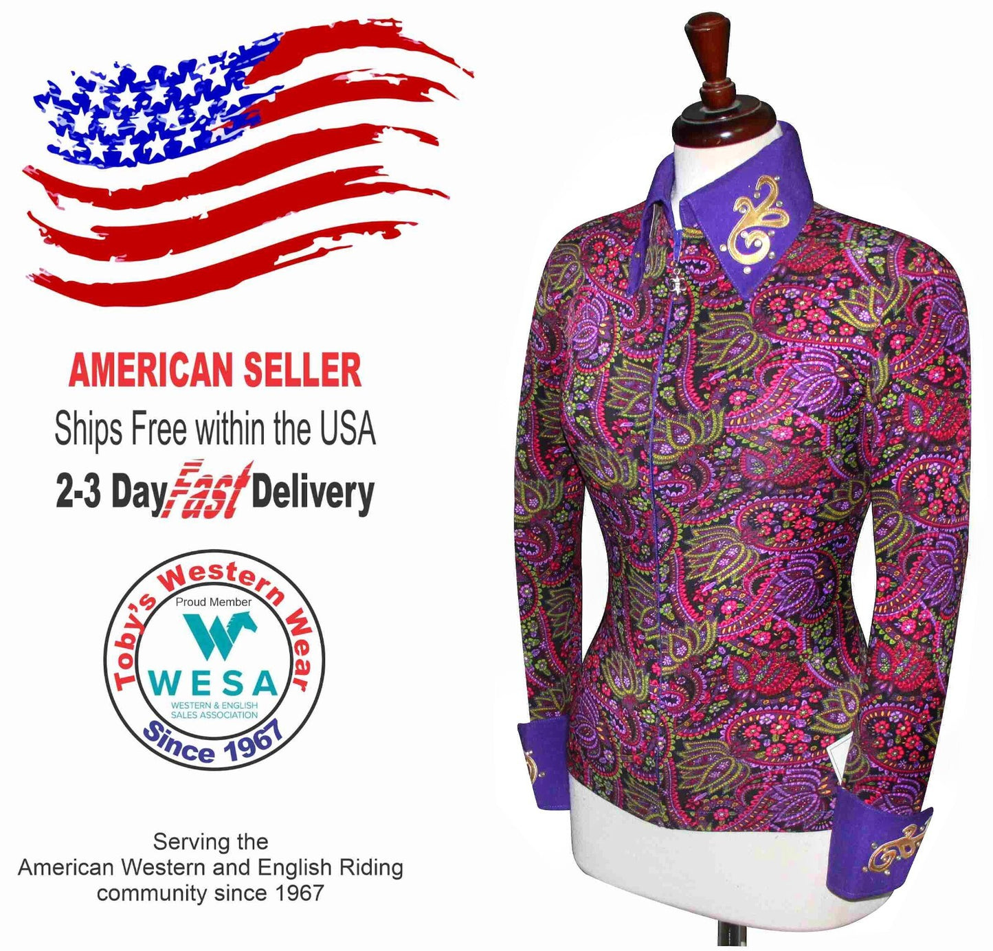 Toby's Western Showmanship Horsemanship Pleasure Show Jacket Shirt Rodeo Queen