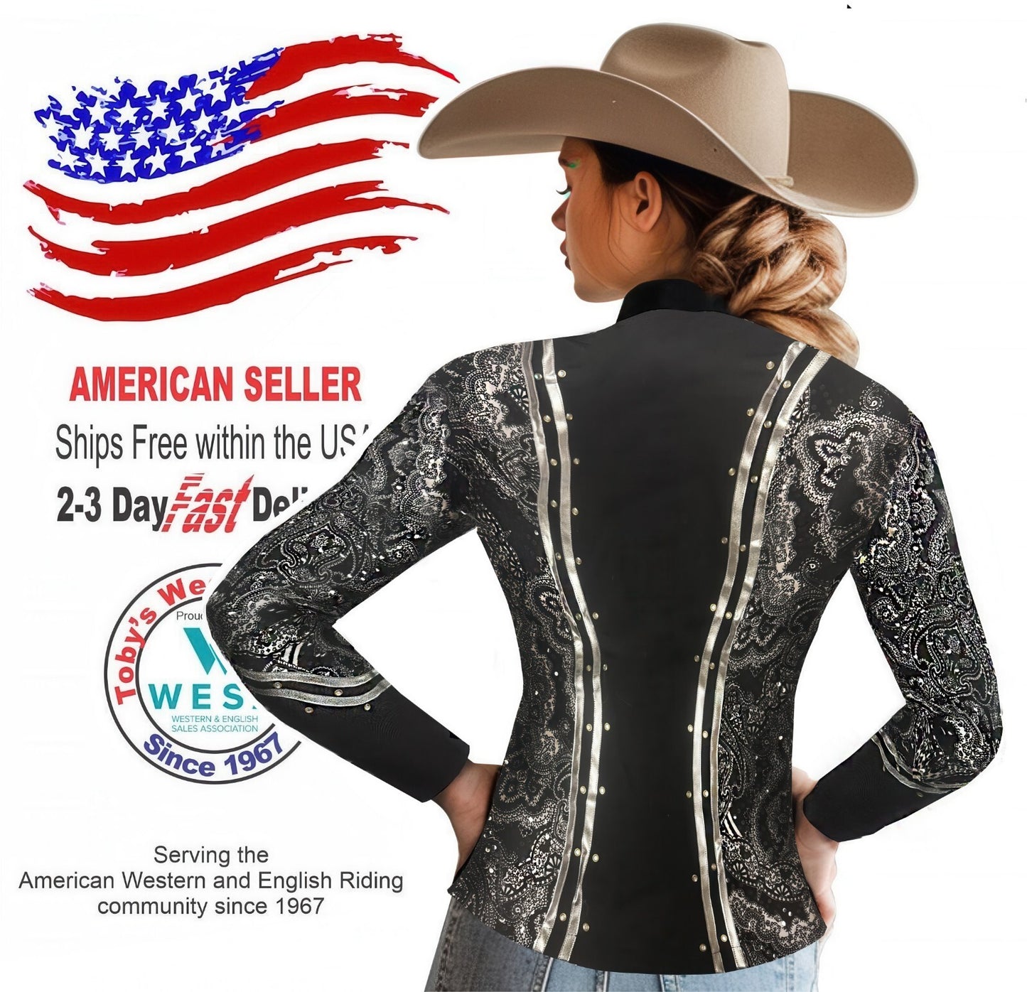 Toby's Western Showmanship Horsemanship Pleasure Show Jacket Shirt Rodeo Queen 